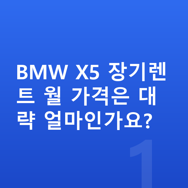 BMW X5 장기렌트 가격 BMW X5 장기렌트 월 가격은 대략 얼마인가요?