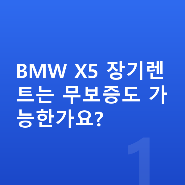 BMW X5 장기렌트 보증금 BMW X5 장기렌트는 무보증도 가능한가요?