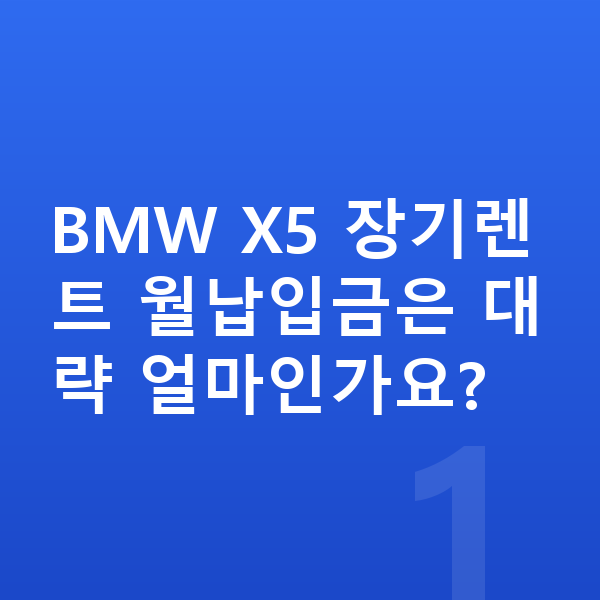 BMW X5 장기렌트 월납입금 BMW X5 장기렌트 월납입금은 대략 얼마인가요?