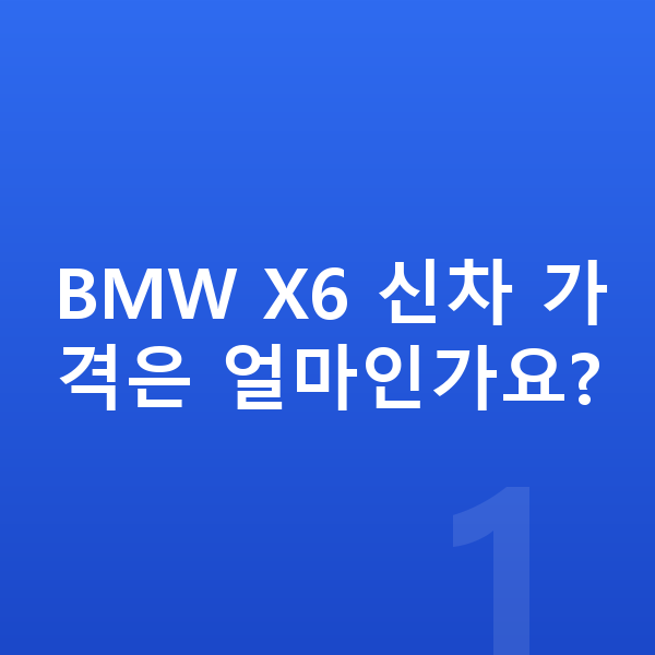 BMW X6 가격 BMW X6 신차 가격은 얼마인가요?