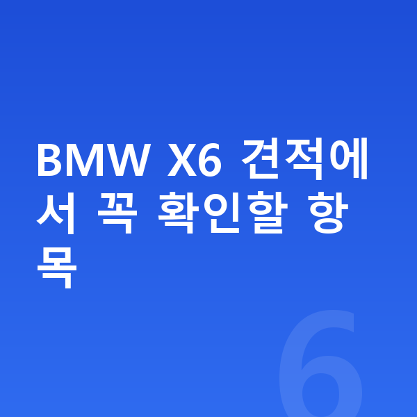 BMW X6 견적 BMW X6 견적에서 꼭 확인할 항목