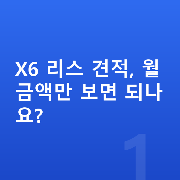 BMW X6 리스 견적 X6 리스 견적, 월 금액만 보면 되나요?