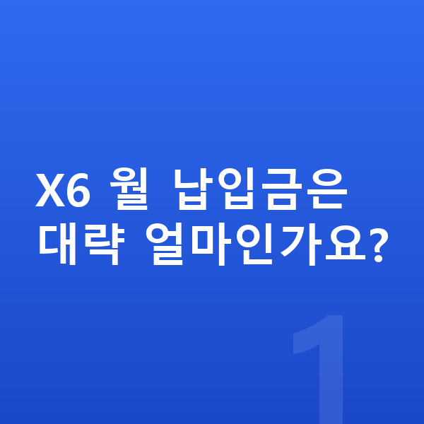 BMW X6 리스 월납입금 X6 월 납입금은 대략 얼마인가요?