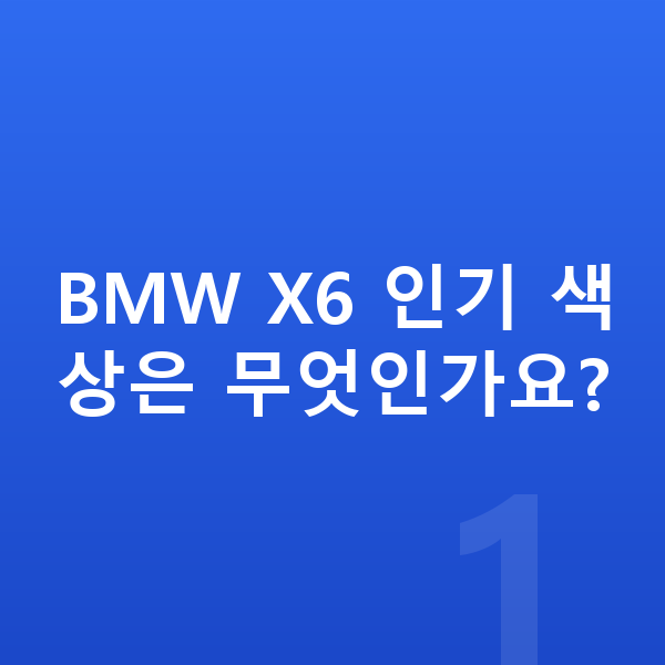 BMW X6 색상 BMW X6 인기 색상은 무엇인가요?