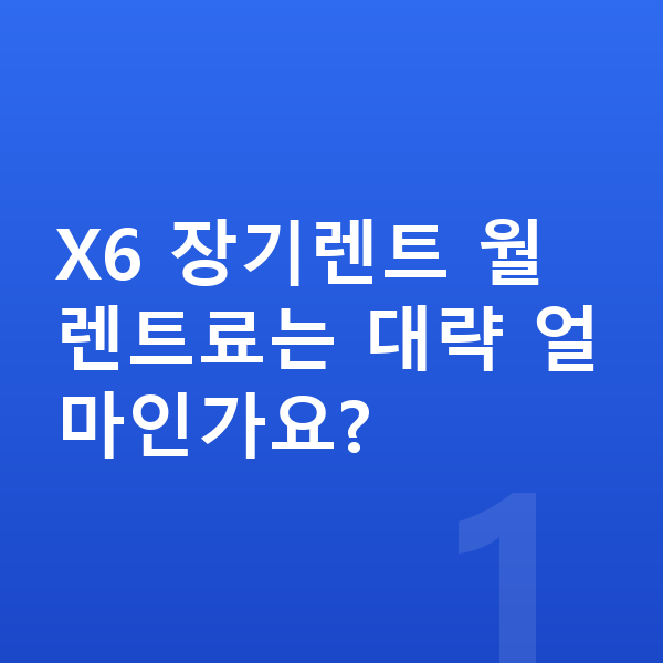 BMW X6 장기렌트 X6 장기렌트 월 렌트료는 대략 얼마인가요?