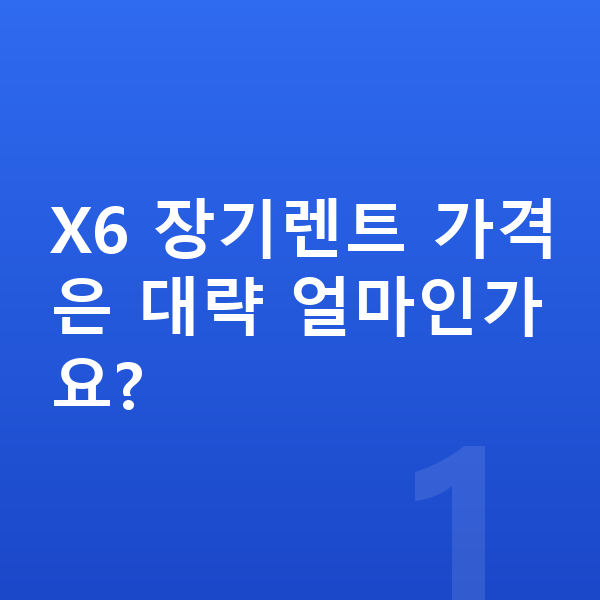 BMW X6 장기렌트 가격 X6 장기렌트 가격은 대략 얼마인가요?