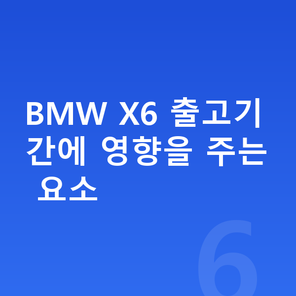 BMW X6 장기렌트 출고기간 BMW X6 출고기간에 영향을 주는 요소
