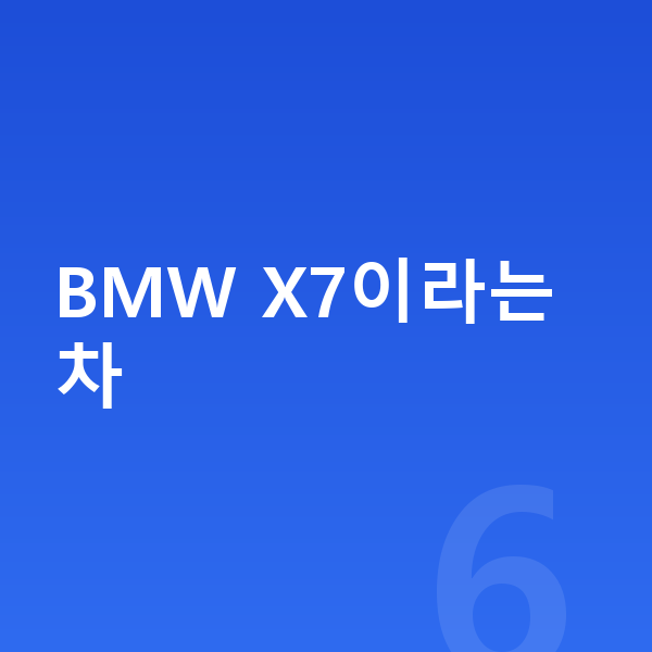 BMW X7 가격 BMW X7이라는 차
