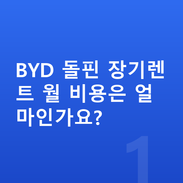 BYD 돌핀 가격 BYD 돌핀 장기렌트 월 비용은 얼마인가요?