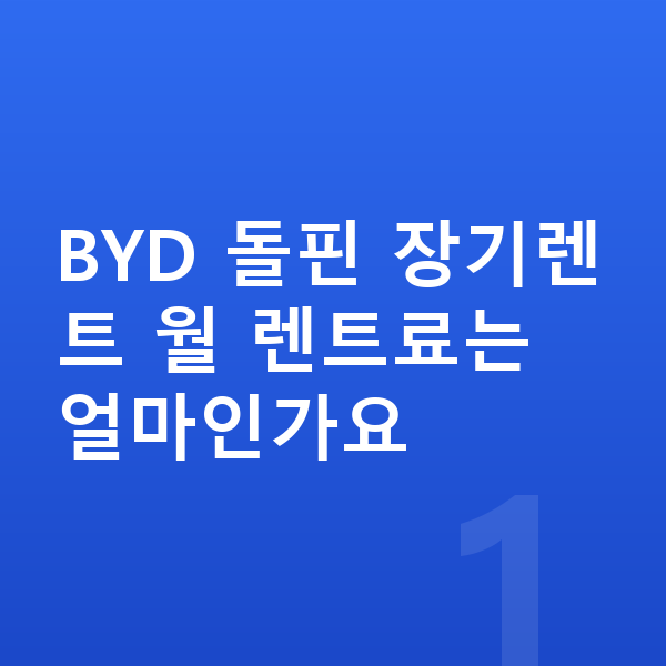 BYD 돌핀 장기렌트 BYD 돌핀 장기렌트 월 렌트료는 얼마인가요