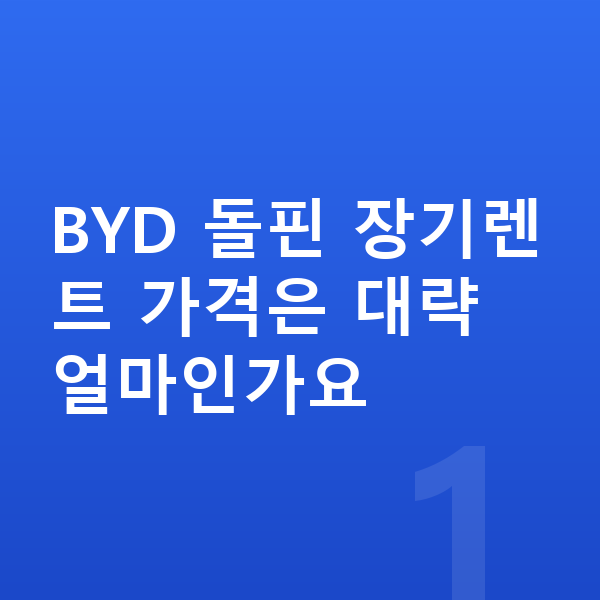 BYD 돌핀 장기렌트 가격 BYD 돌핀 장기렌트 가격은 대략 얼마인가요