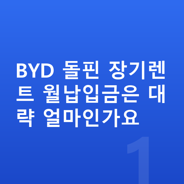 BYD 돌핀 장기렌트 월납입금 BYD 돌핀 장기렌트 월납입금은 대략 얼마인가요