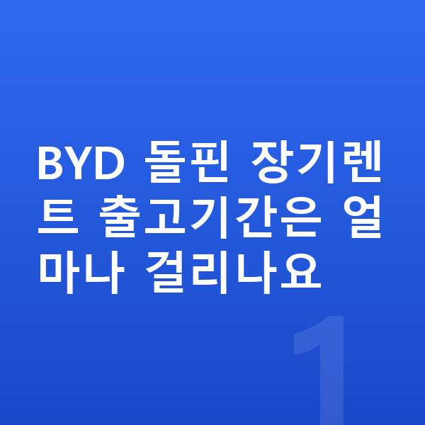 BYD 돌핀 장기렌트 출고기간 BYD 돌핀 장기렌트 출고기간은 얼마나 걸리나요