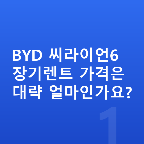 BYD 씨라이언6 가격 BYD 씨라이언6 장기렌트 가격은 대략 얼마인가요?