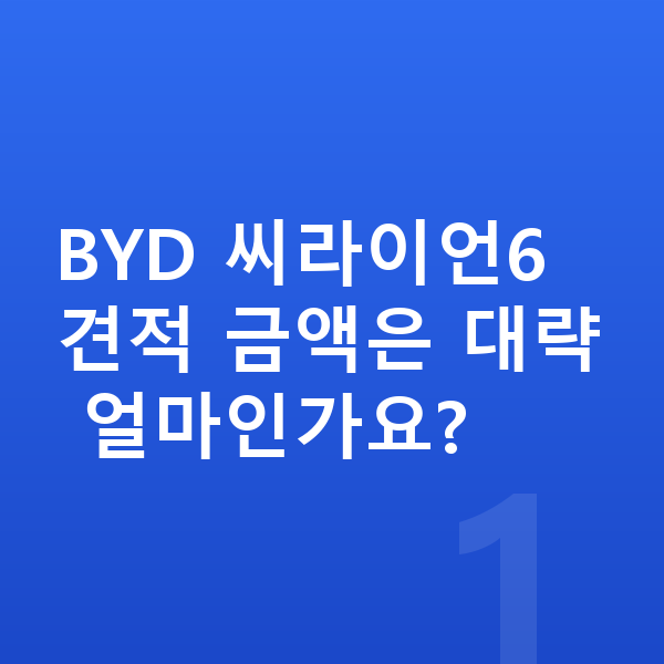 BYD 씨라이언6 견적 BYD 씨라이언6 견적 금액은 대략 얼마인가요?