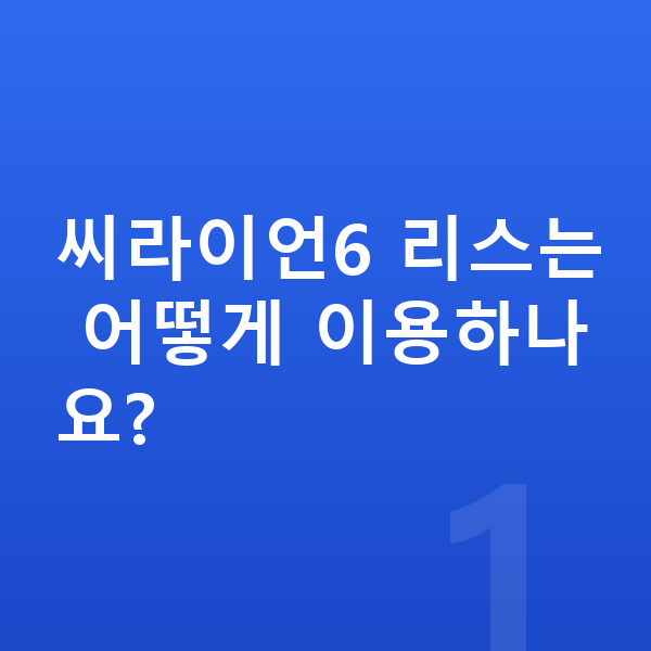 BYD 씨라이언6 리스 씨라이언6 리스는 어떻게 이용하나요?