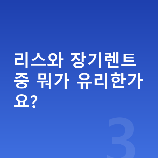 BYD 씨라이언6 리스 리스와 장기렌트 중 뭐가 유리한가요?