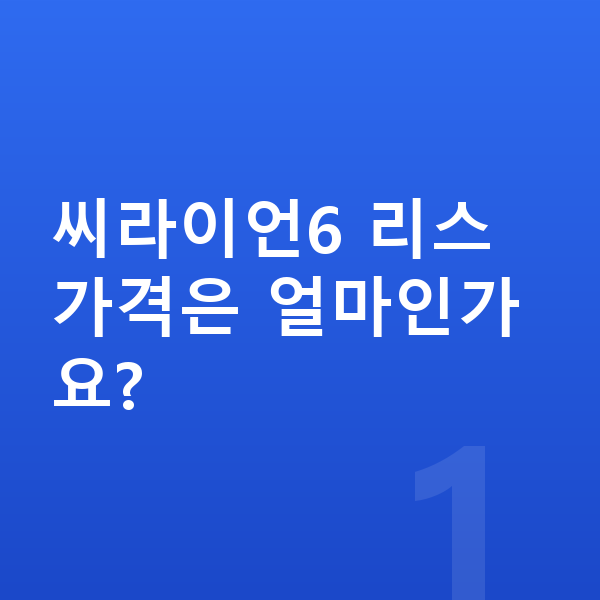 BYD 씨라이언6 리스 가격 씨라이언6 리스 가격은 얼마인가요?