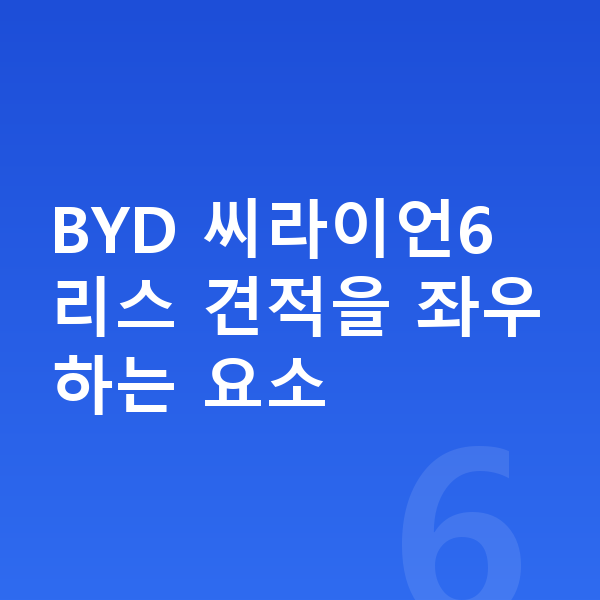 BYD 씨라이언6 리스 견적 BYD 씨라이언6 리스 견적을 좌우하는 요소