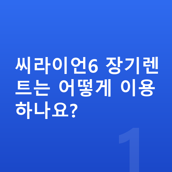 BYD 씨라이언6 장기렌트 씨라이언6 장기렌트는 어떻게 이용하나요?