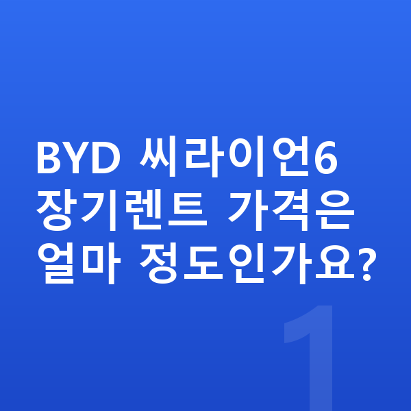 BYD 씨라이언6 장기렌트 가격 BYD 씨라이언6 장기렌트 가격은 얼마 정도인가요?