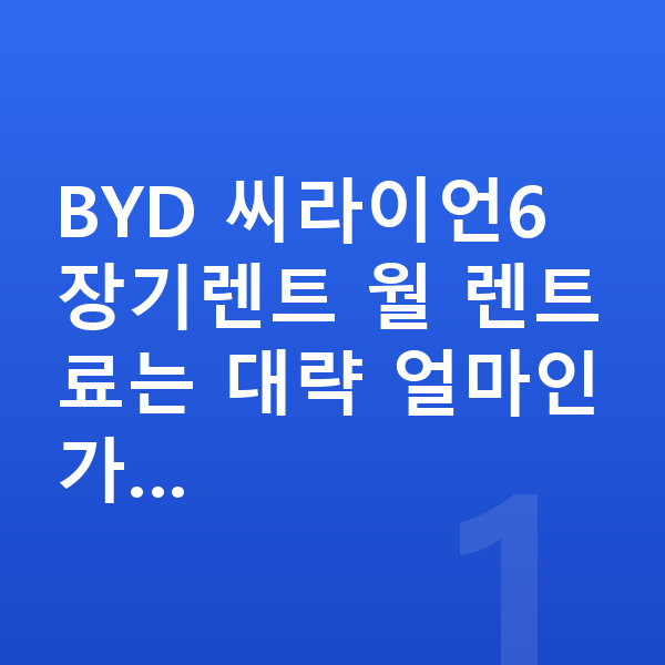 BYD 씨라이언6 장기렌트 견적 BYD 씨라이언6 장기렌트 월 렌트료는 대략 얼마인가…