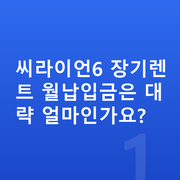BYD 씨라이언6 장기렌트 월납입금 씨라이언6 장기렌트 월납입금은 대략 얼마인가요?