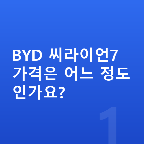 BYD 씨라이언7 가격 BYD 씨라이언7 가격은 어느 정도인가요?
