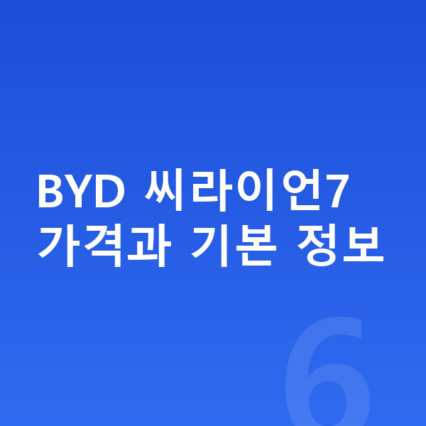 BYD 씨라이언7 가격 BYD 씨라이언7 가격과 기본 정보