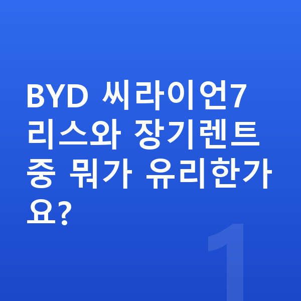 BYD 씨라이언7 리스 BYD 씨라이언7 리스와 장기렌트 중 뭐가 유리한가요?