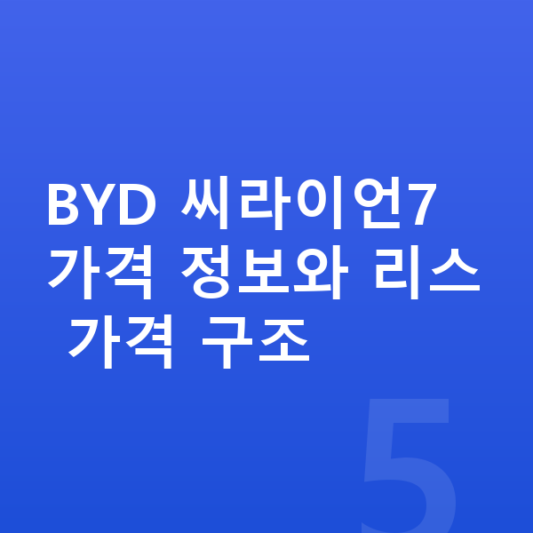 BYD 씨라이언7 리스 가격 BYD 씨라이언7 가격 정보와 리스 가격 구조