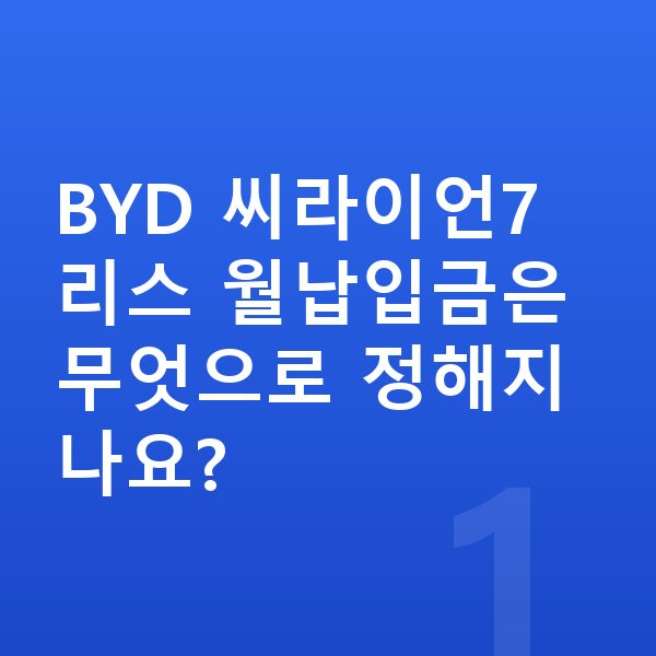BYD 씨라이언7 리스 월납입금 BYD 씨라이언7 리스 월납입금은 무엇으로 정해지나요?