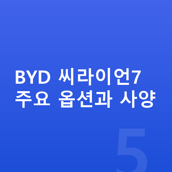 BYD 씨라이언7 옵션 BYD 씨라이언7 주요 옵션과 사양