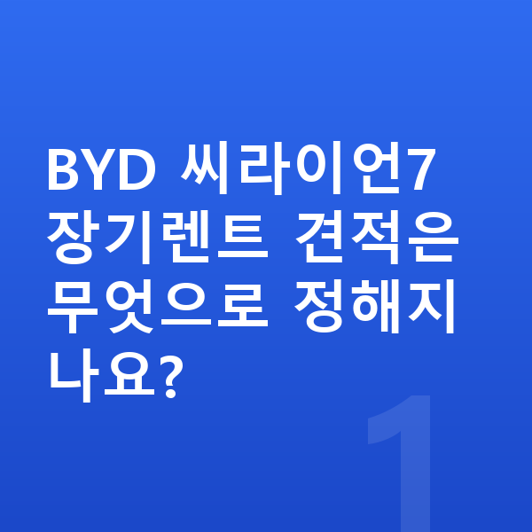 BYD 씨라이언7 장기렌트 견적 BYD 씨라이언7 장기렌트 견적은 무엇으로 정해지나요?