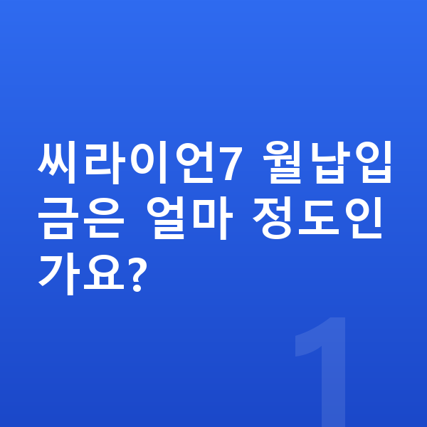 BYD 씨라이언7 장기렌트 월납입금 씨라이언7 월납입금은 얼마 정도인가요?