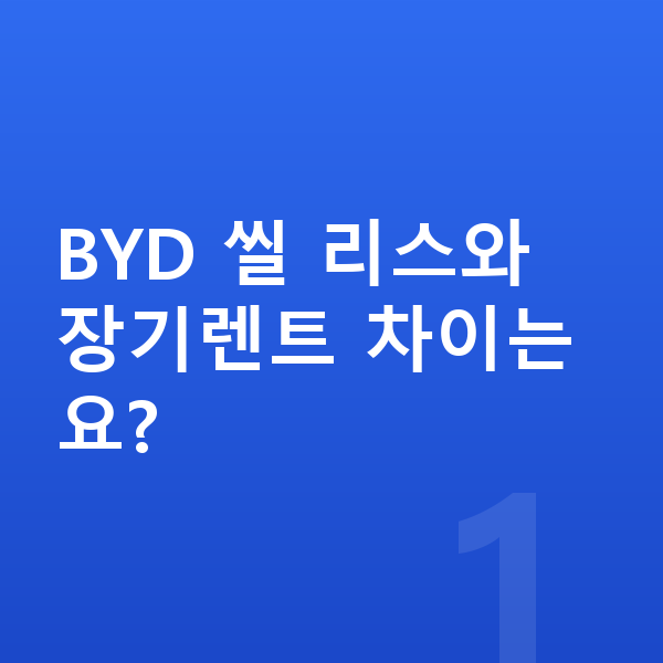 BYD 씰 리스 BYD 씰 리스와 장기렌트 차이는요?