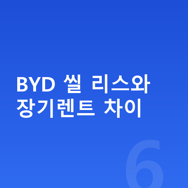 BYD 씰 리스 BYD 씰 리스와 장기렌트 차이