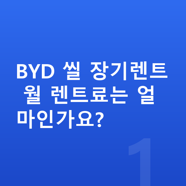 BYD 씰 장기렌트 BYD 씰 장기렌트 월 렌트료는 얼마인가요?