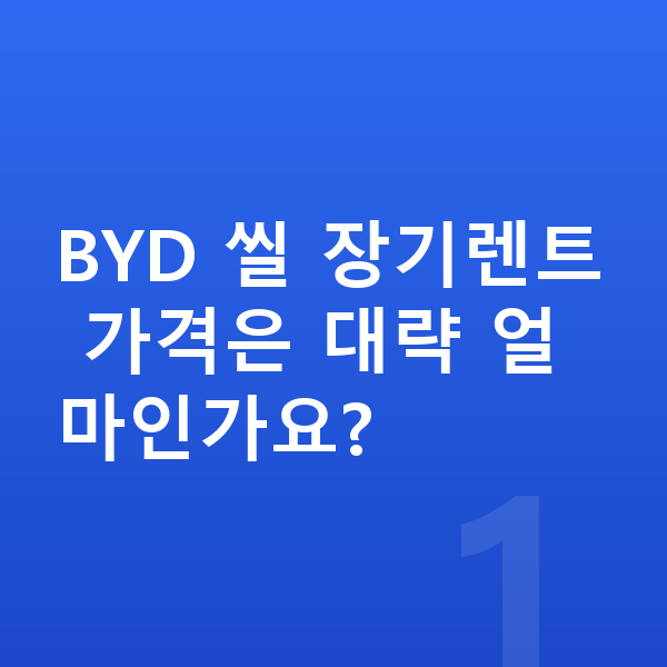 BYD 씰 장기렌트 가격 BYD 씰 장기렌트 가격은 대략 얼마인가요?