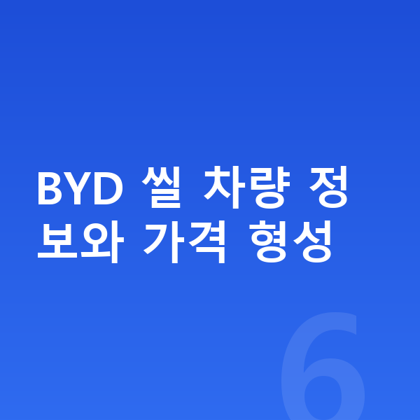 BYD 씰 장기렌트 가격 BYD 씰 차량 정보와 가격 형성
