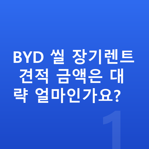 BYD 씰 장기렌트 견적 BYD 씰 장기렌트 견적 금액은 대략 얼마인가요?