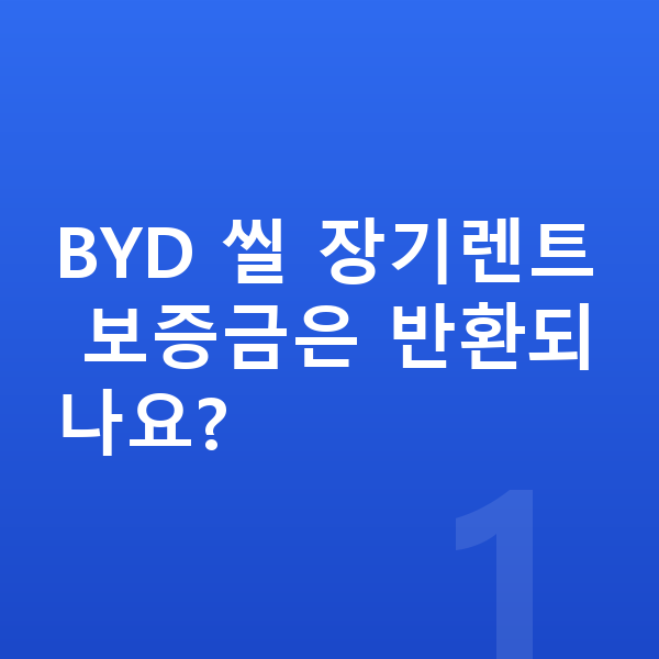 BYD 씰 장기렌트 보증금 BYD 씰 장기렌트 보증금은 반환되나요?
