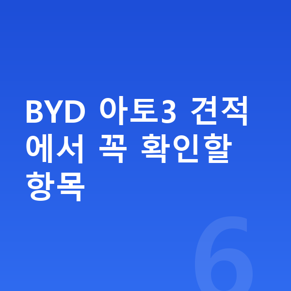 BYD 아토3 견적 BYD 아토3 견적에서 꼭 확인할 항목