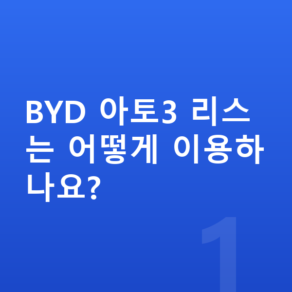 BYD 아토3 리스 BYD 아토3 리스는 어떻게 이용하나요?
