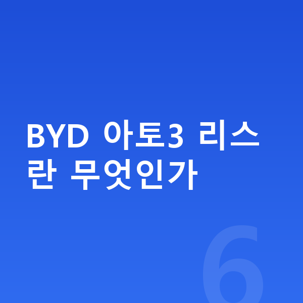 BYD 아토3 리스 BYD 아토3 리스란 무엇인가