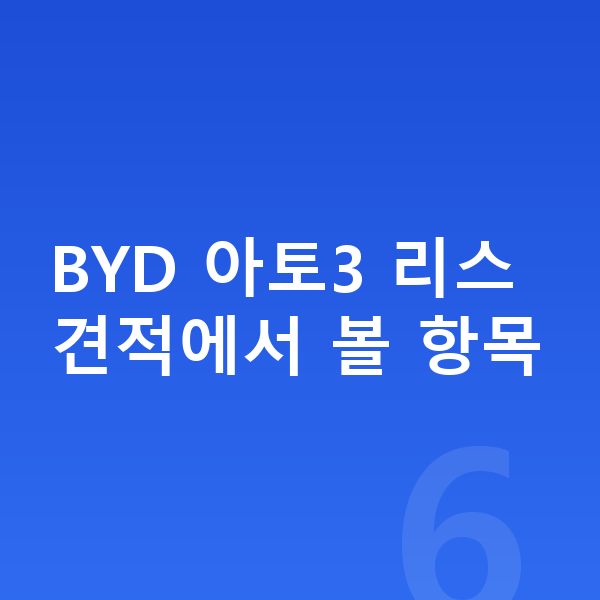 BYD 아토3 리스 견적 BYD 아토3 리스 견적에서 볼 항목