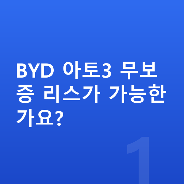 BYD 아토3 리스 무보증 BYD 아토3 무보증 리스가 가능한가요?