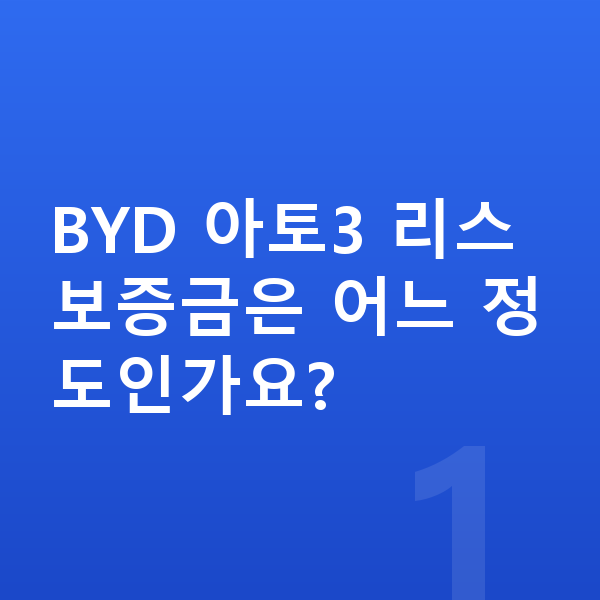 BYD 아토3 리스 보증금 BYD 아토3 리스 보증금은 어느 정도인가요?