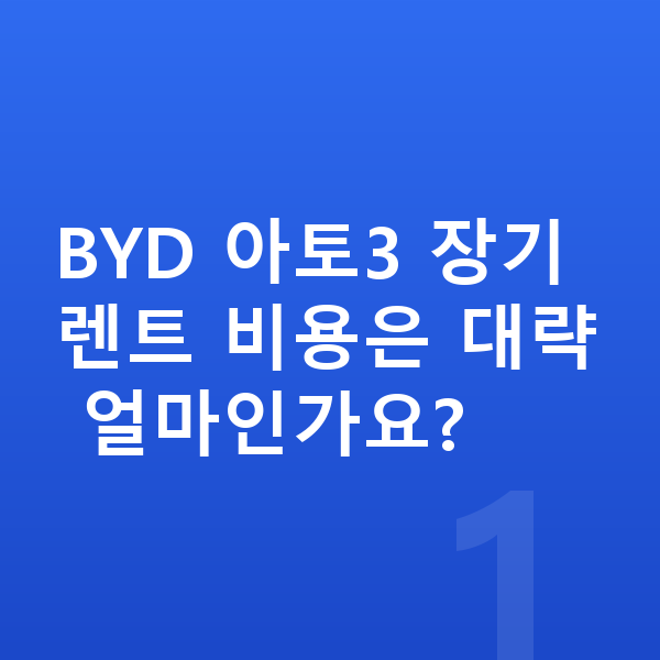 BYD 아토3 장기렌트 BYD 아토3 장기렌트 비용은 대략 얼마인가요?