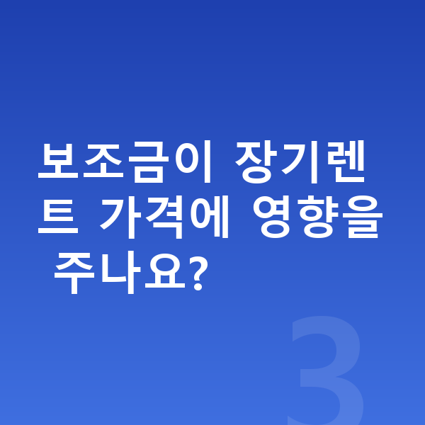 BYD 아토3 장기렌트 가격 보조금이 장기렌트 가격에 영향을 주나요?